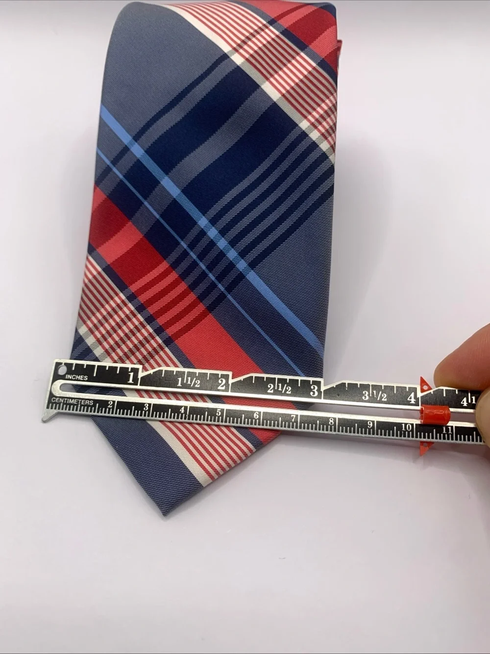 Chaps Red, Navy & Light Blue Plaid Men's Tie